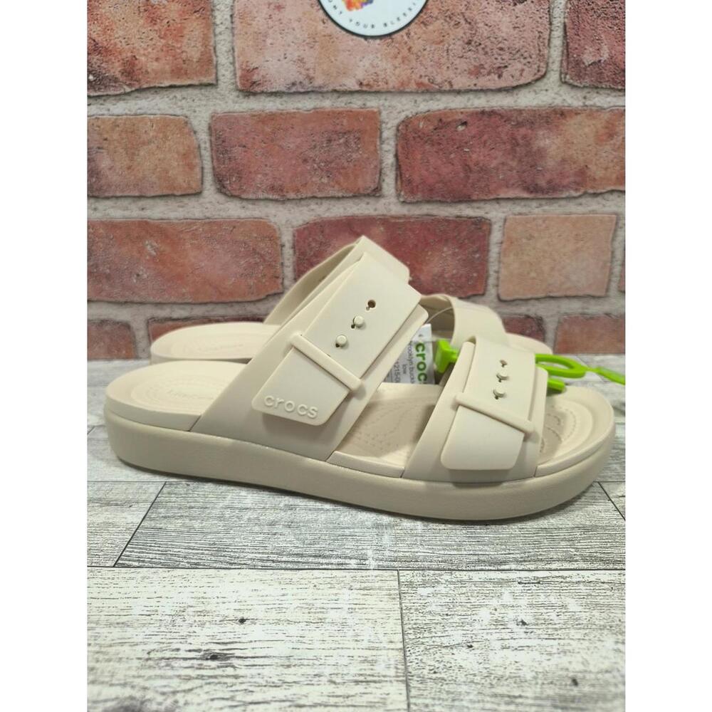 Crocs Brooklyn Buckle Low Low Women's Size 8 Beige Slide Sandals New Tagged - Picture 5 of 10